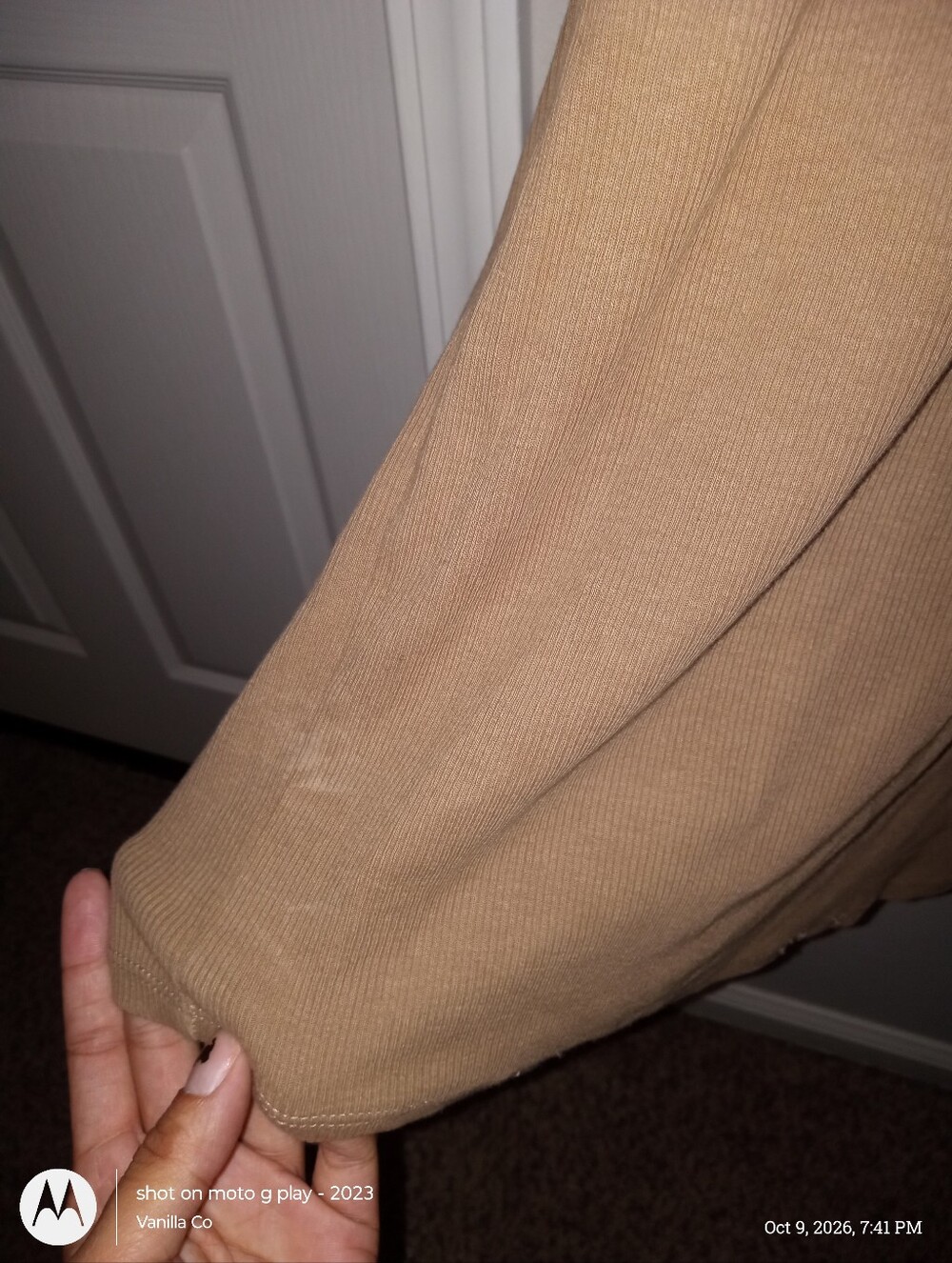 Zara Mock Neck Ribbed Midi Dress Tan Small - Picture 12 of 12